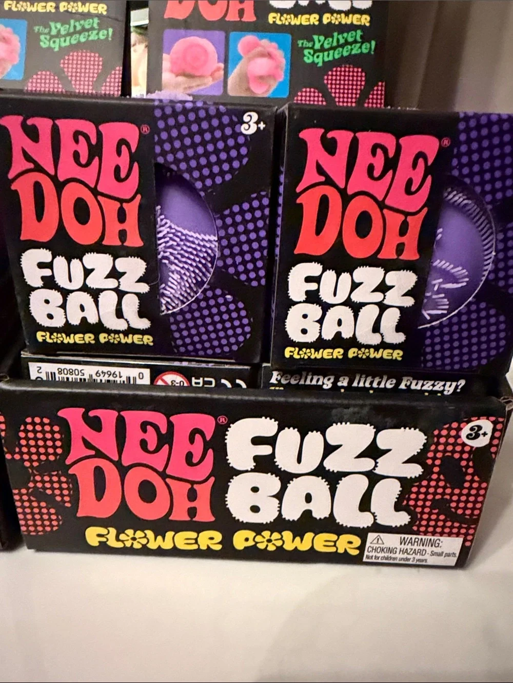 AUTHENTIC Fuzz Ball Flower Power Stress Toy - Pink